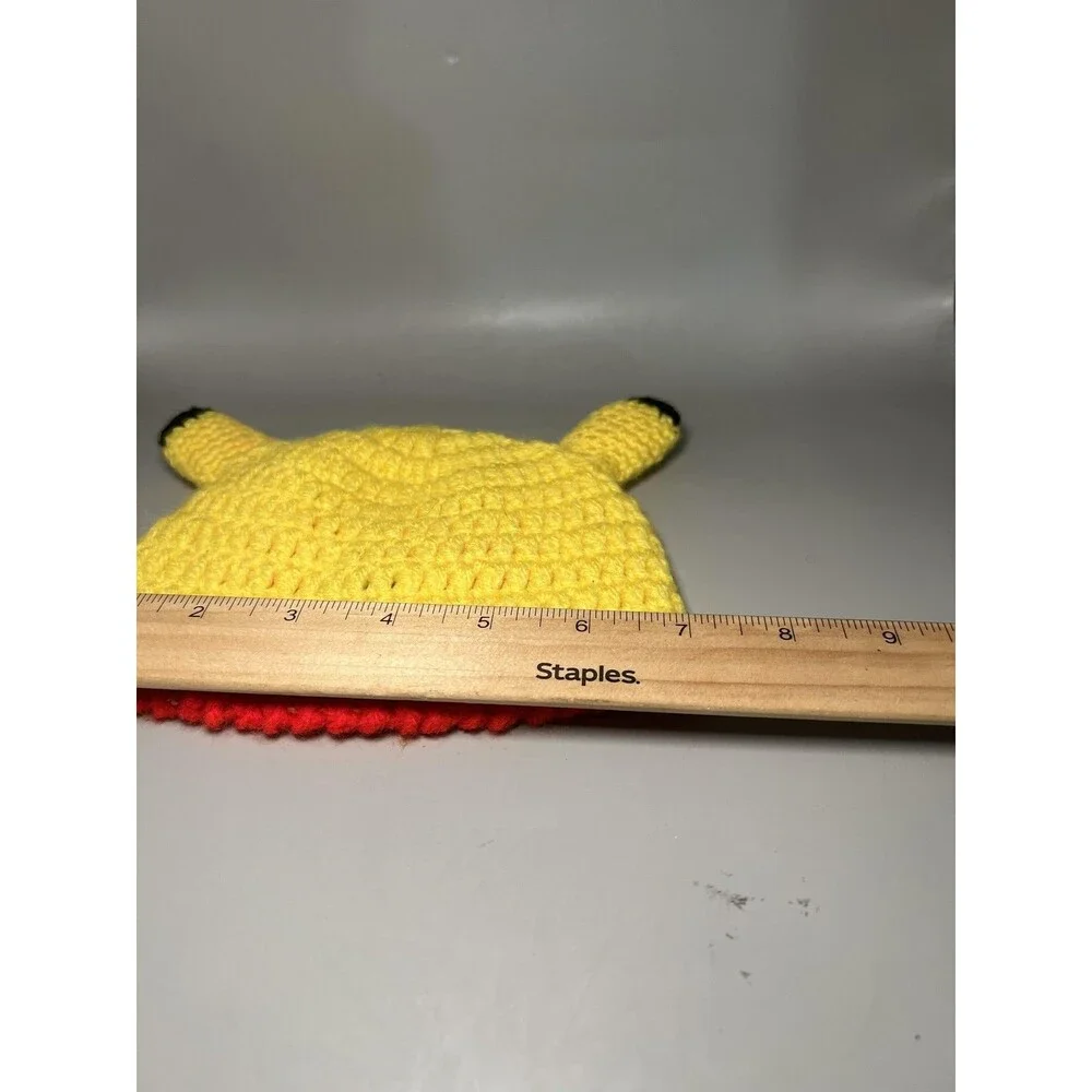 Pikachu Hat Cap Fitted Kids Small Handmade Crochet Pokemon Beanie Cosplay